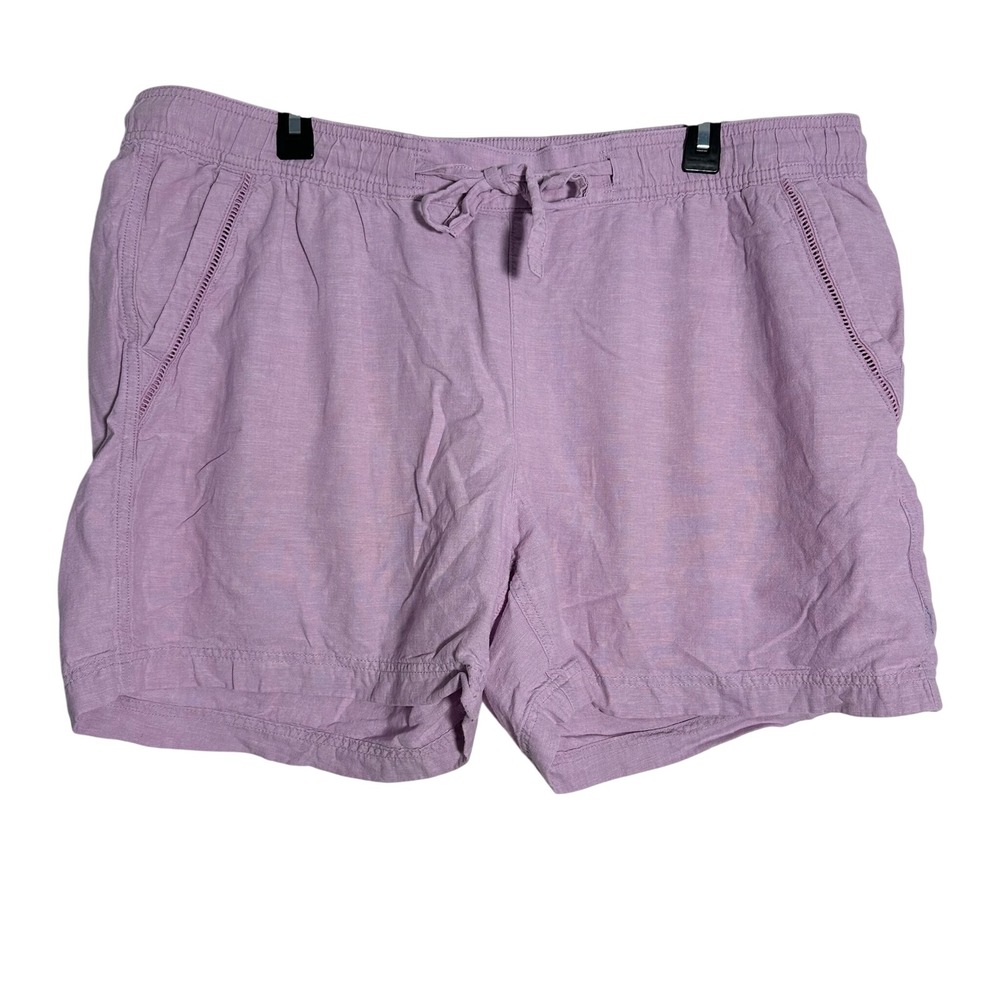Eddie Bauer Women's Lilac Linen Cotton Blend Elastic Waist Pull On Shorts XXL